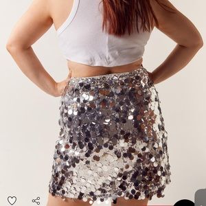 Nasty Gal Mini Silver Sequin Skirt